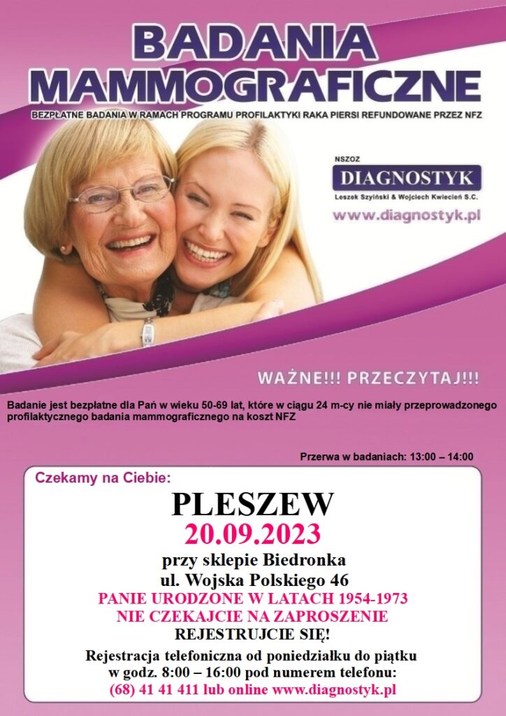 Badania mammograficzne - Pleszew